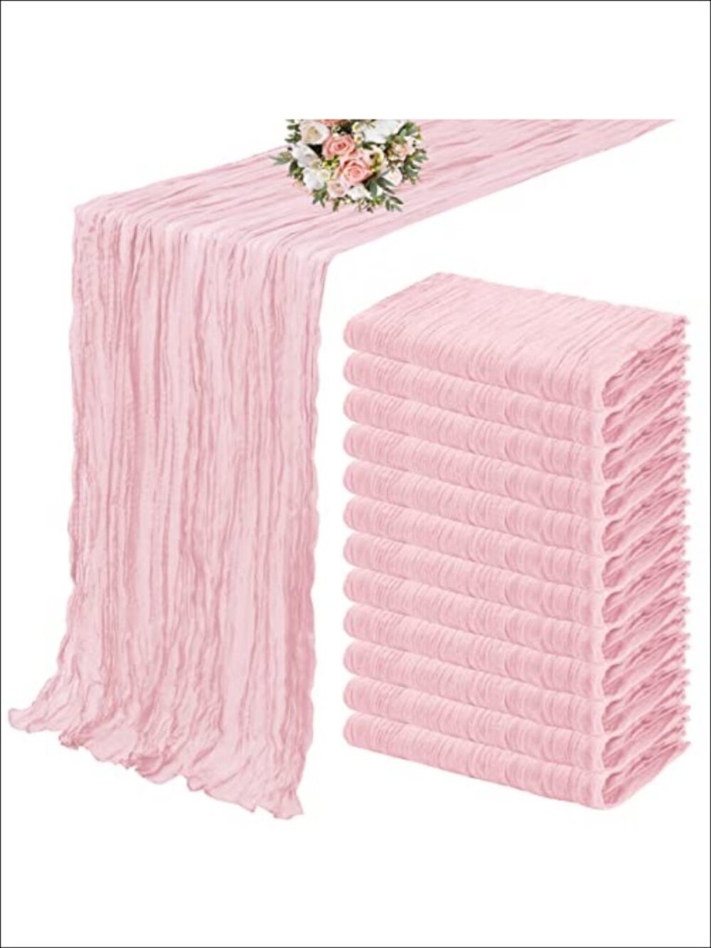 12 Pack Cheesecloth Table Runner 35 x 120 inch Long Boho Gauze Semi Sheer
